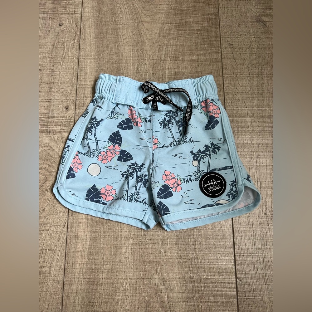 Feather 4 Arrow Swim Trunks with Tropical Print 6-12 Months